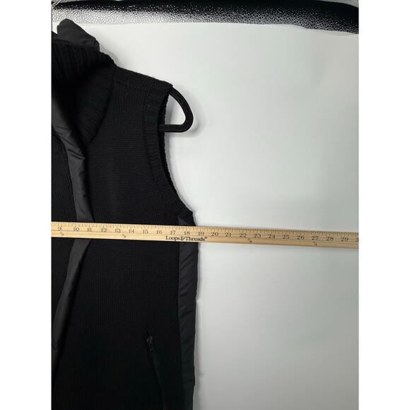 Eileen Fisher Merino Wool Puffer Trim Vest Black Sleeveless Funnel Neck M - Picture 6 of 10